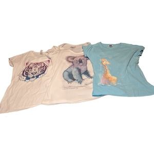 Cleveland/Akron Zoo Size S Lot of 3 Preowned Tee Tshirt Tiger Koala